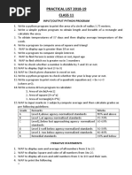 Practical List 2018-19 Class 11: Input/Output Python Program