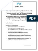 Premier Engineering's Quality Policy and Objectives