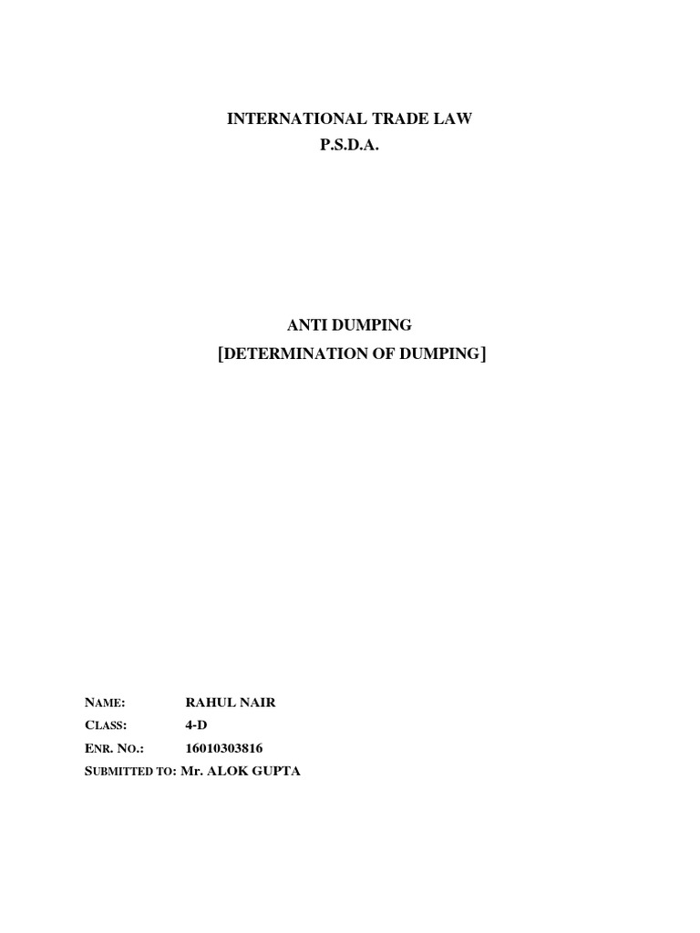 International Trade Law | PDF | Dumping (Pricing Policy ...