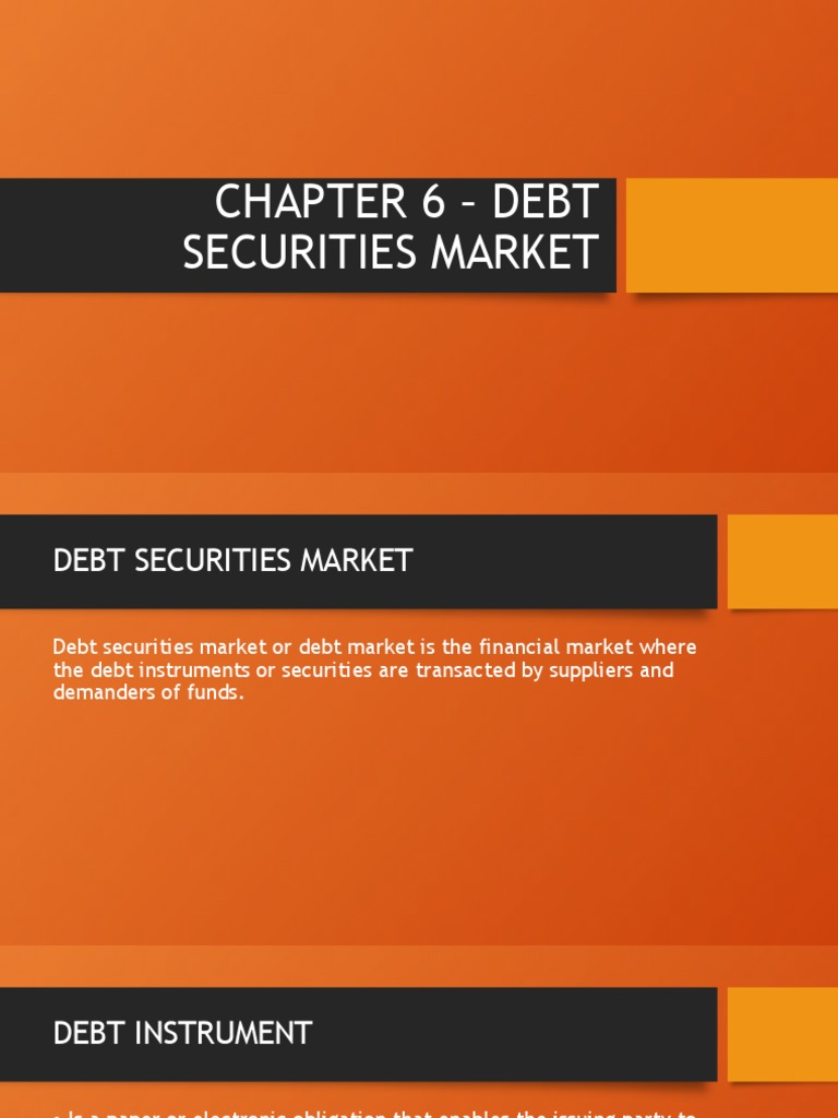 Chapter 6 Debt Securities Market PDF Debt Securities (Finance)