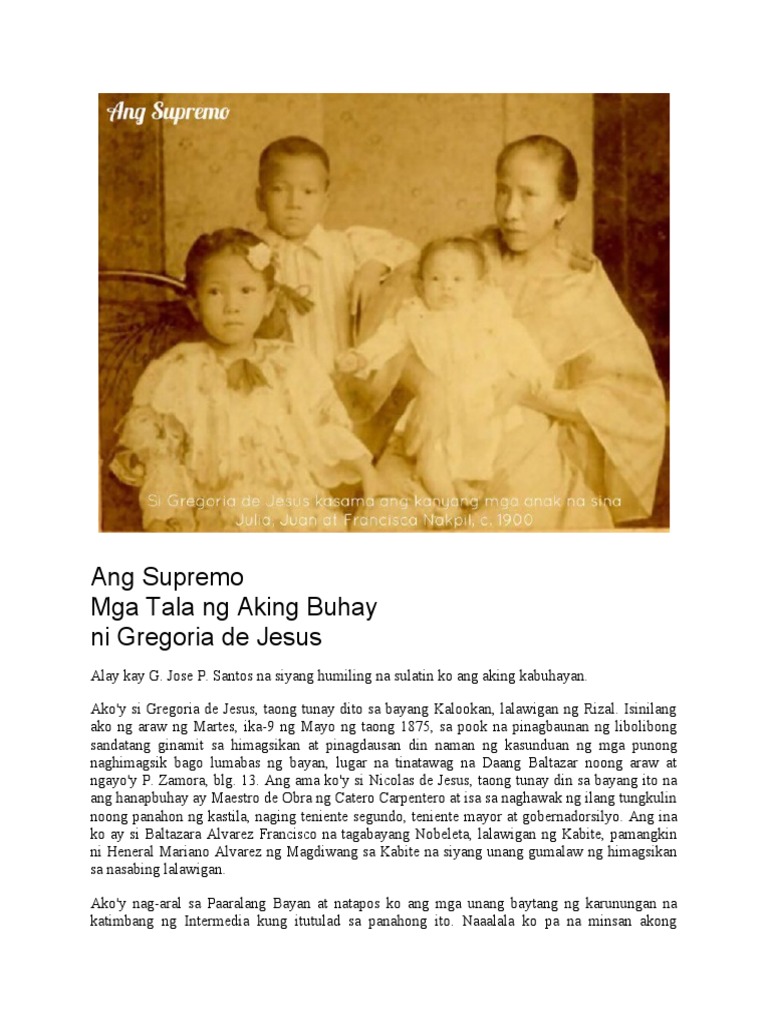 Mga Tala NG Aking Buhay Ni Gregoria de Jesus | PDF