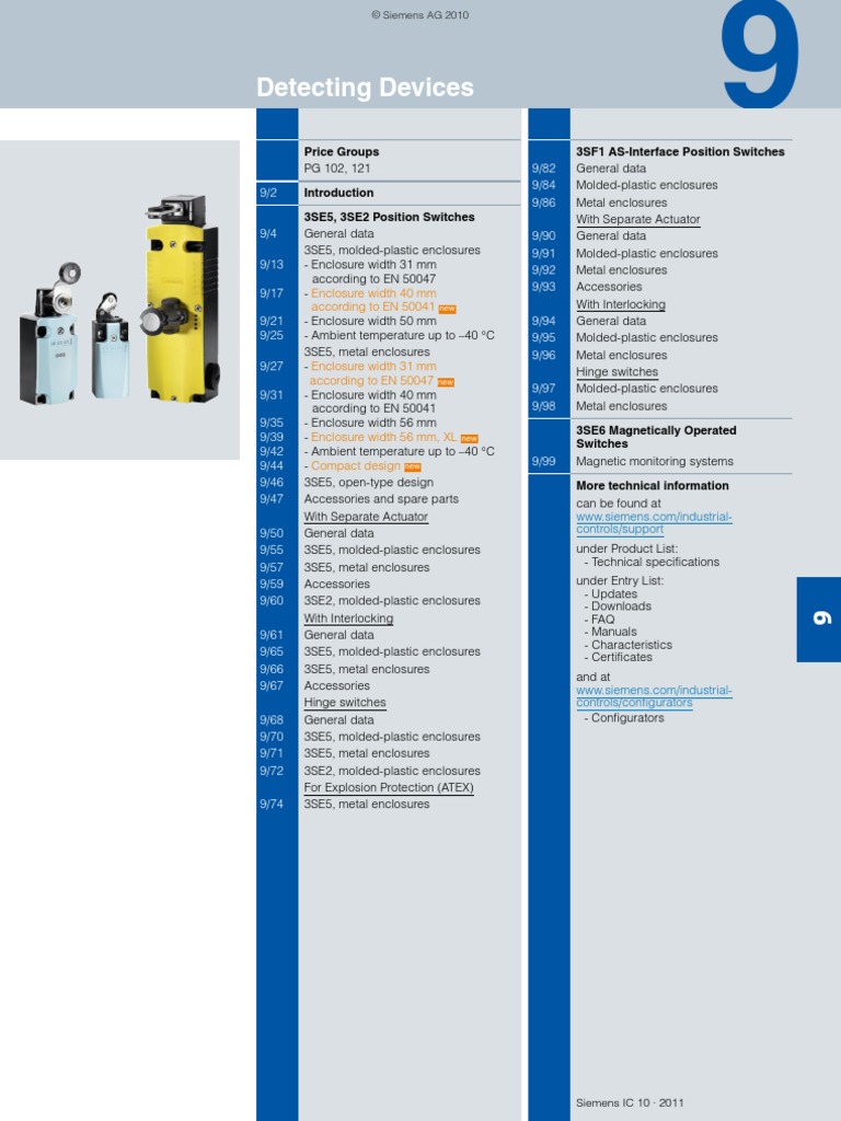 3SE5 Siemens | PDF | Electrical Connector | Switch