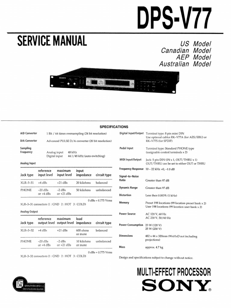 Sony dps-v77 PDF | PDF