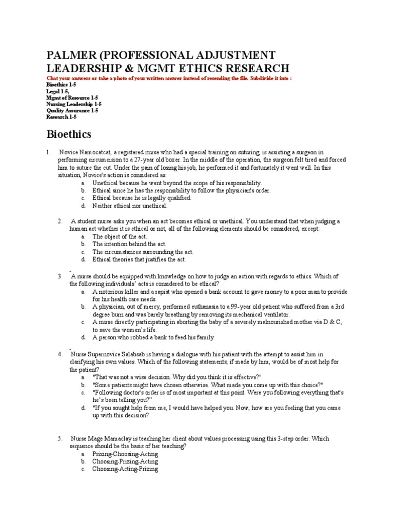 Palmer (Professional Adjustment Leadership & MGMT Ethics Research PDF