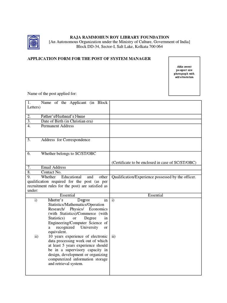 Proforma For System Manager | PDF | Academic Degree | System