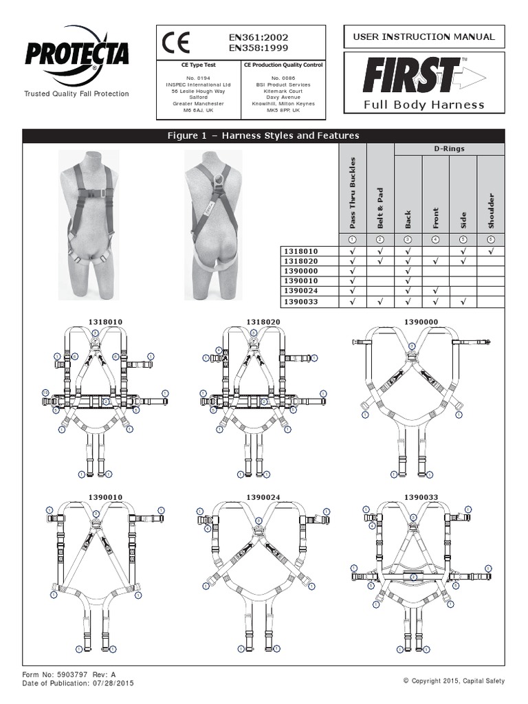 Full Body Harness Figure 1 Harness Styles and Features PDF Nature