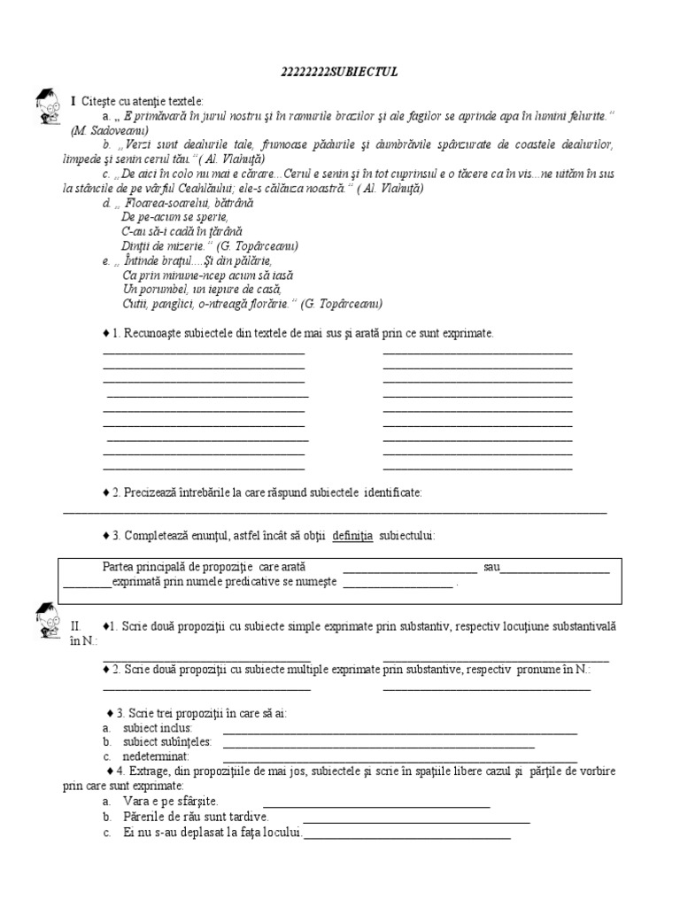 5.fisa de Lucru Subiectul | PDF
