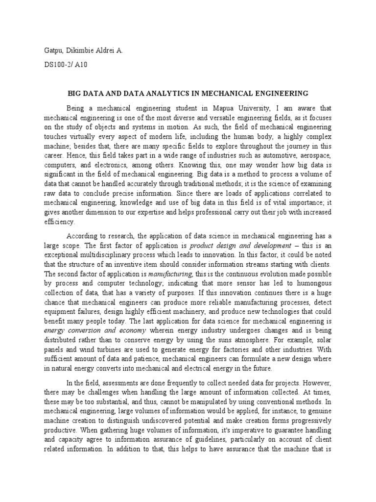 Big Data in Mechanical Engineering | PDF | Big Data | Engineering