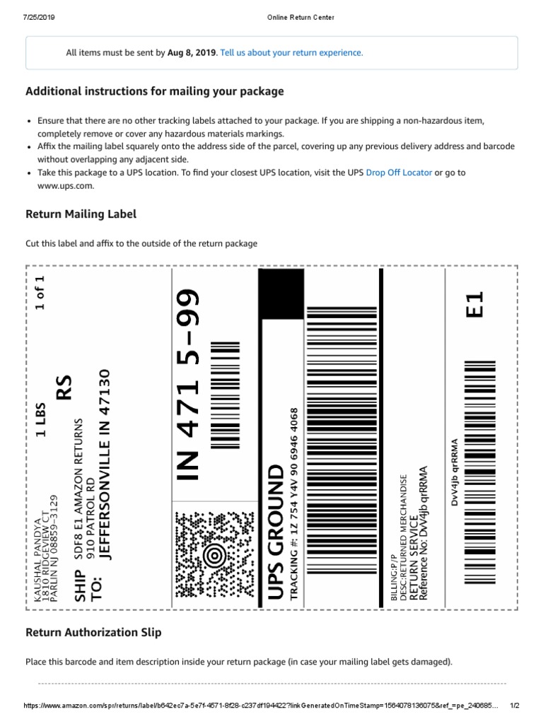 Amazon Return Instructions Guide | PDF | Technology & Engineering