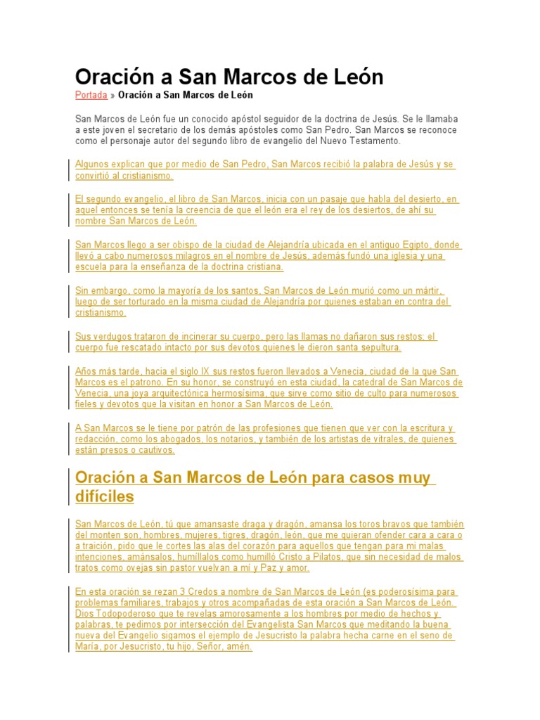 The Ultimate Guide To The Oracion San Marcos De Leon Everything You Need To Know - f7kcpgs