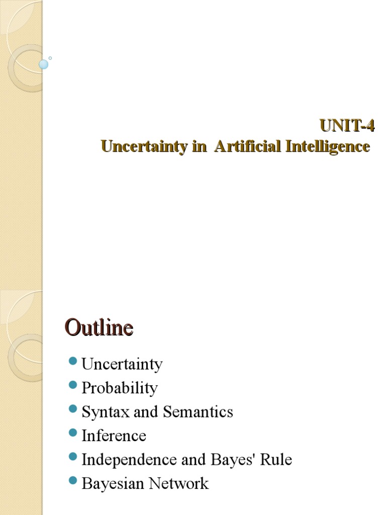 UNIT4 Uncertainty in Artificial Intelligence PDF Uncertainty Probability