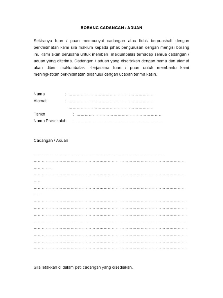 Borang Cadangan | PDF