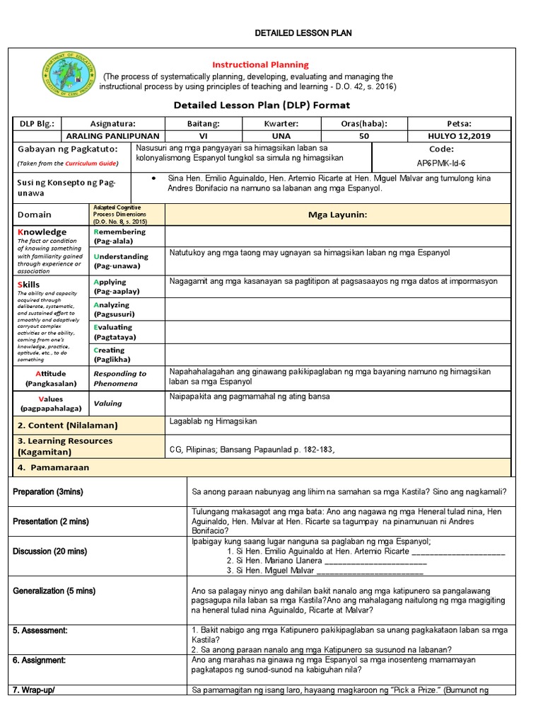 Detailed Lesson Plan (DLP) Format: Gabayan NG Pagkatuto: Code | PDF