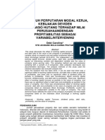 Pengaruh Perputaran Modal Kerja, Kebijakan Deviden Dan Rasio Hutang Terhadap Nilai Perusahaandengan Profitabilitas Sebagai Variabelintervening