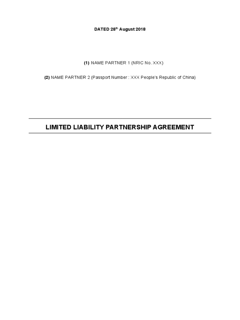 LLP Agreement Template Malaysia | PDF | Limited Liability Partnership | Law