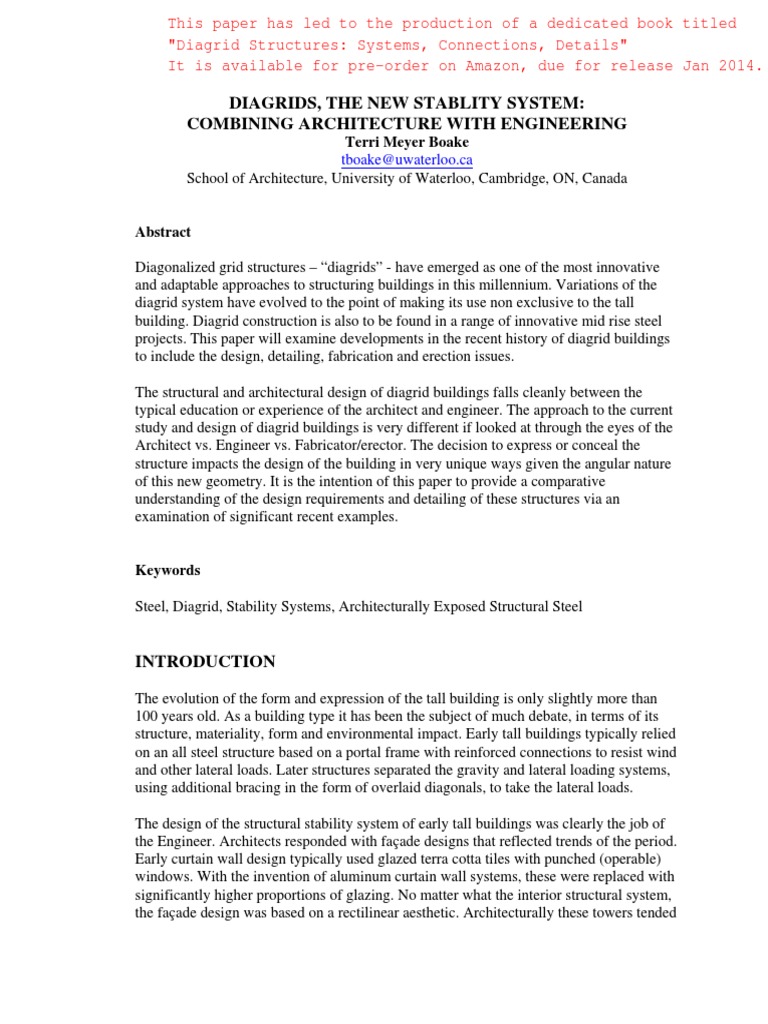 Diagrid Structures: Design and Innovation | PDF | Beam (Structure ...