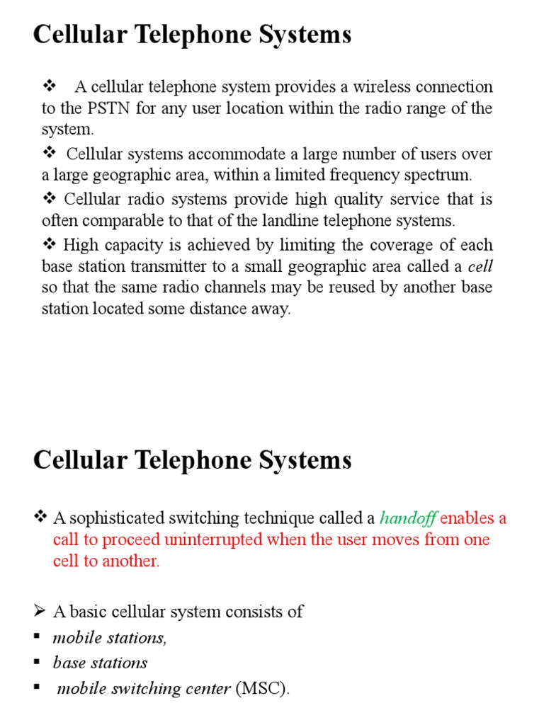 Cellular Telephone Systems PDF Cellular Network Base Station