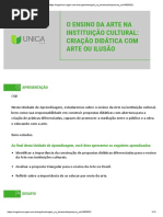Unidade 1 - O ENSINO DA ARTE NA INSTITUIÇÃO CULTURAL - CRIAÇÃO DIDÁTICA COM ARTE OU ILUSÃO