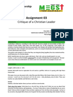 Assignment 03: Critique of A Christian Leader