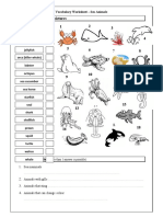 Match The Words and Pictures 1 3 2 4 8: Vocabulary Worksheet - Sea Animals