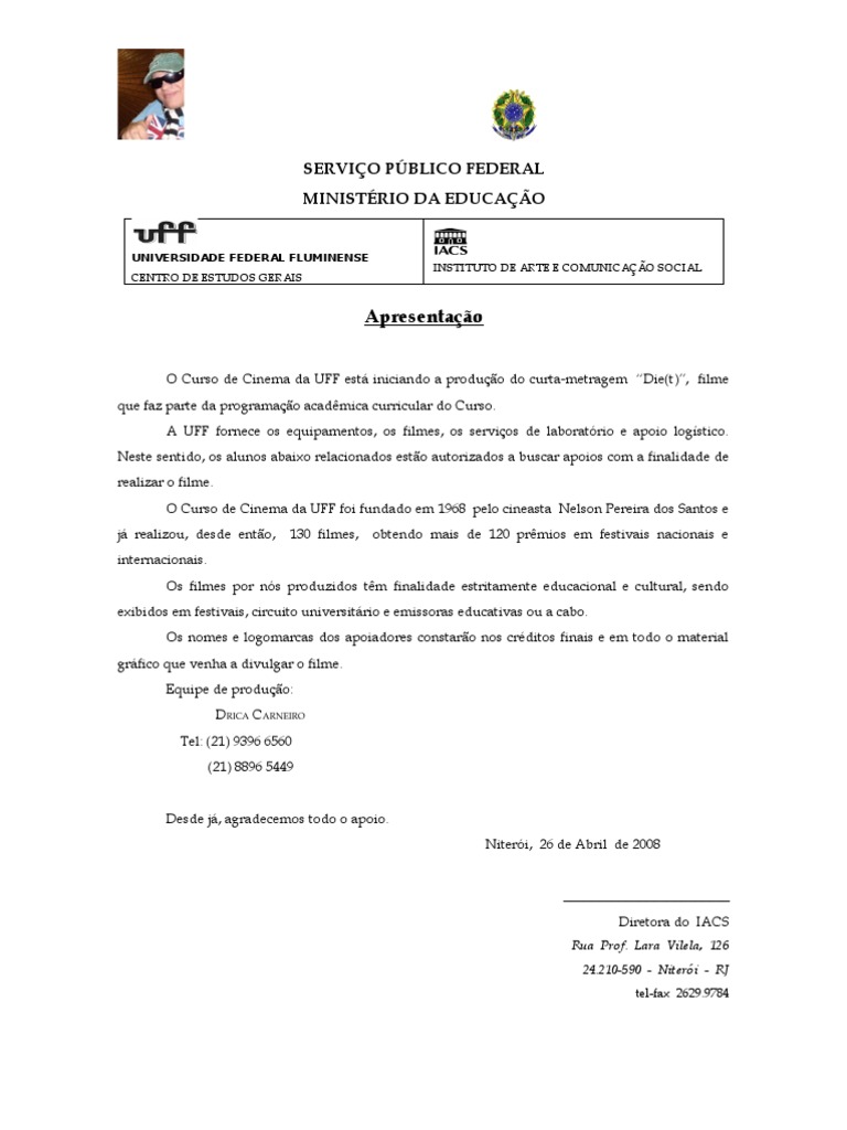 Modelo de carta de apoio