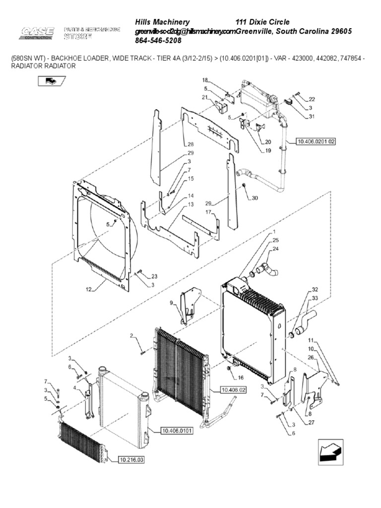 Backhoe Loader Radiator Parts List | PDF | Machines | Metalworking