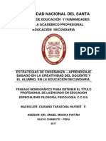 Universidad Nacional Del Santa: Facultad de Educación Y Humanidades Escuela Académico Profesional Educación Secundaria