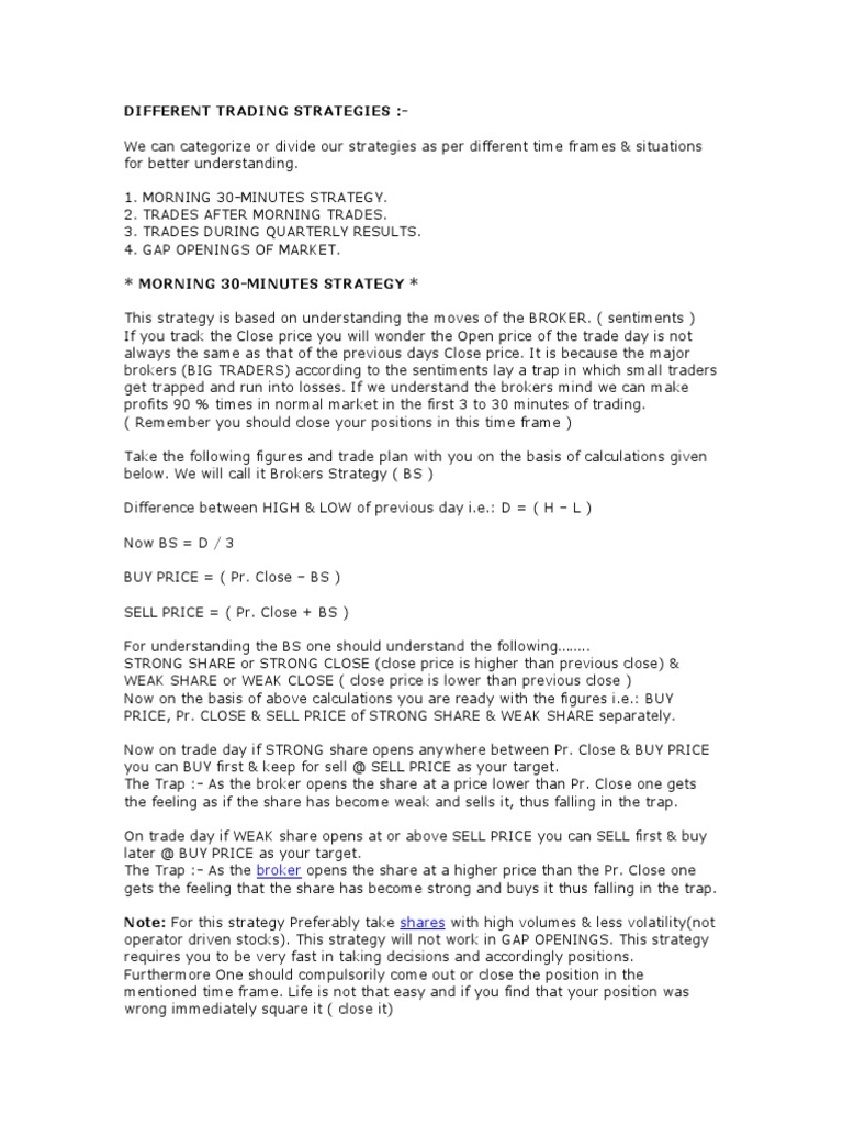 Intraday Trading Strategies PDF | PDF | Day Trading | Short (Finance)