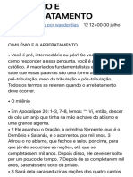 O MILÊNIO E O ARREBATAMENTO - Apologistas Da Fé Católica