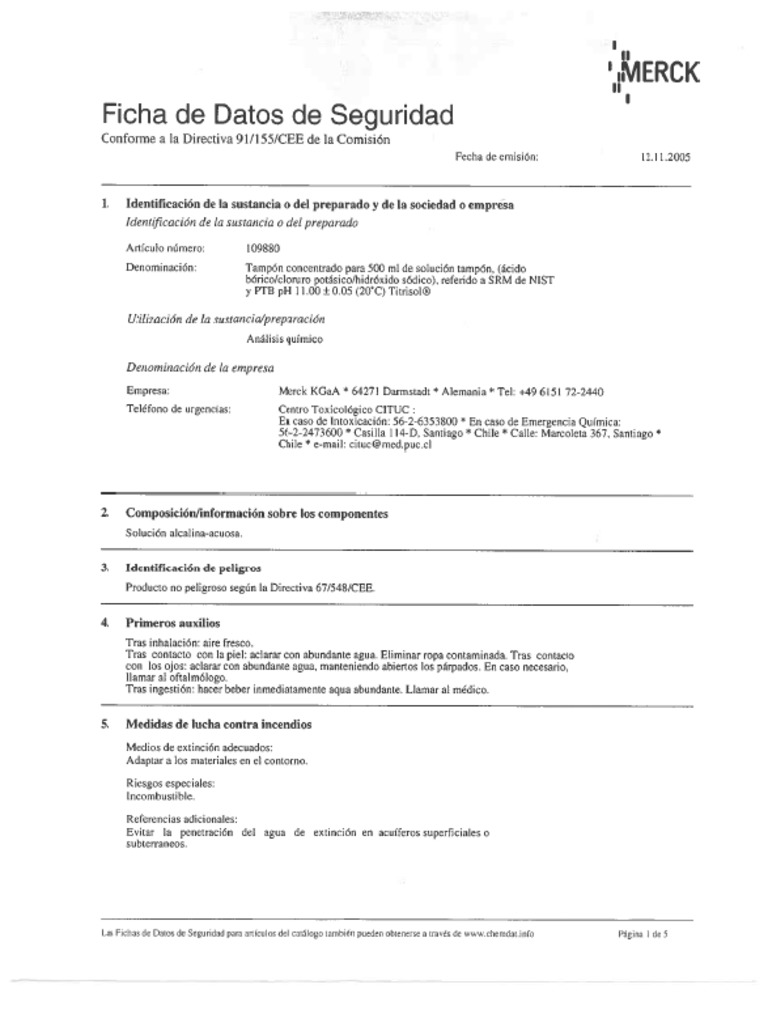 HDS BUFFER PH 11 Titrisol MERCK PDF