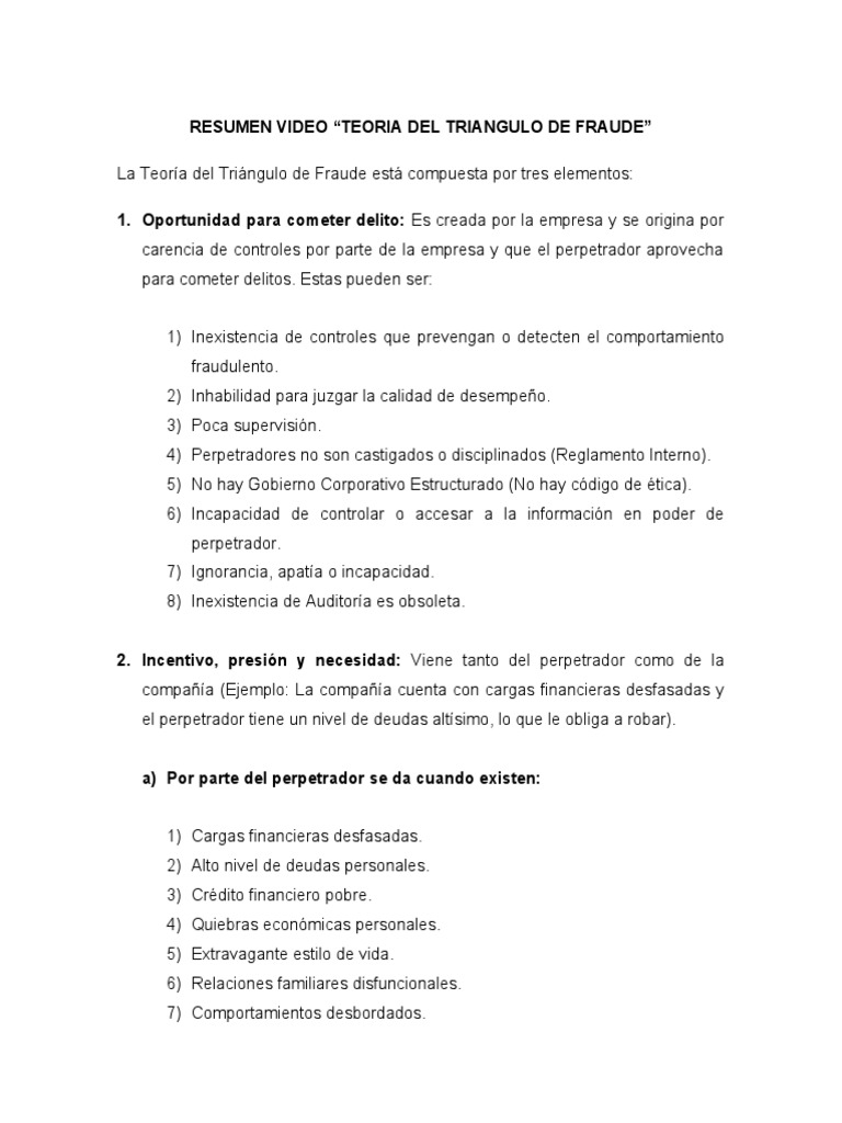 Resumen Crítico Del Video Triangulo Del Fraude | PDF | Economias | Business