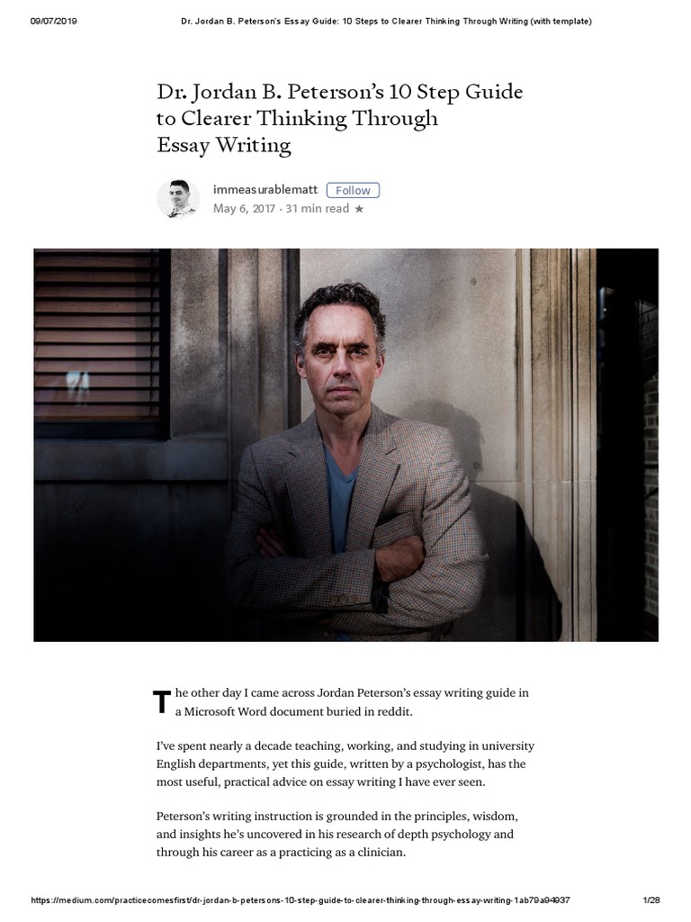 Dr. Jordan B. Peterson's Essay Guide 10 Steps To Clearer Thinking