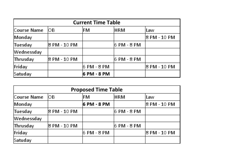Time Table | PDF