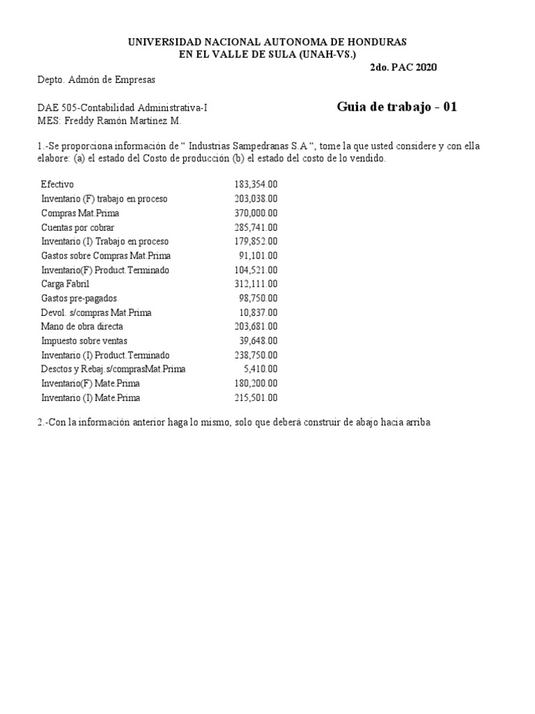 Cálculo de Costos en Contabilidad Administrativa | PDF | Costo | Inventario