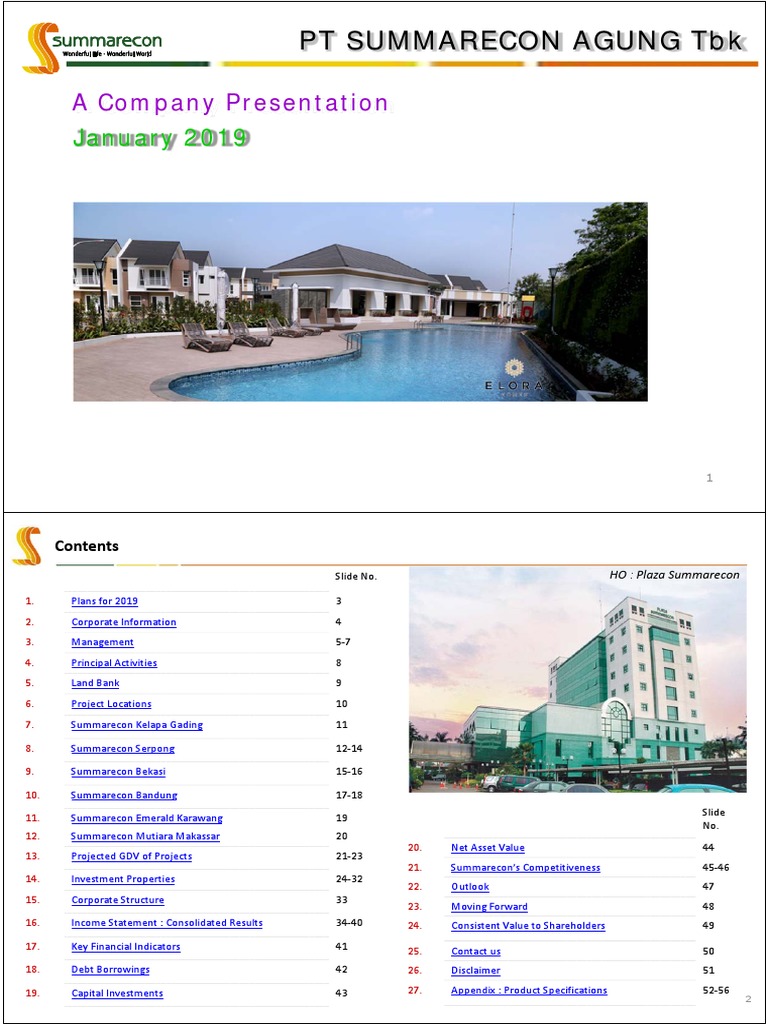PT Summarecon Agung TBK: January 2019 | PDF | Jakarta | Companies
