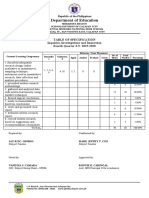 Department of Education: Table of Specification Inquiries, Investigations and Immersion Fourth Quarter S.Y. 2019-2020