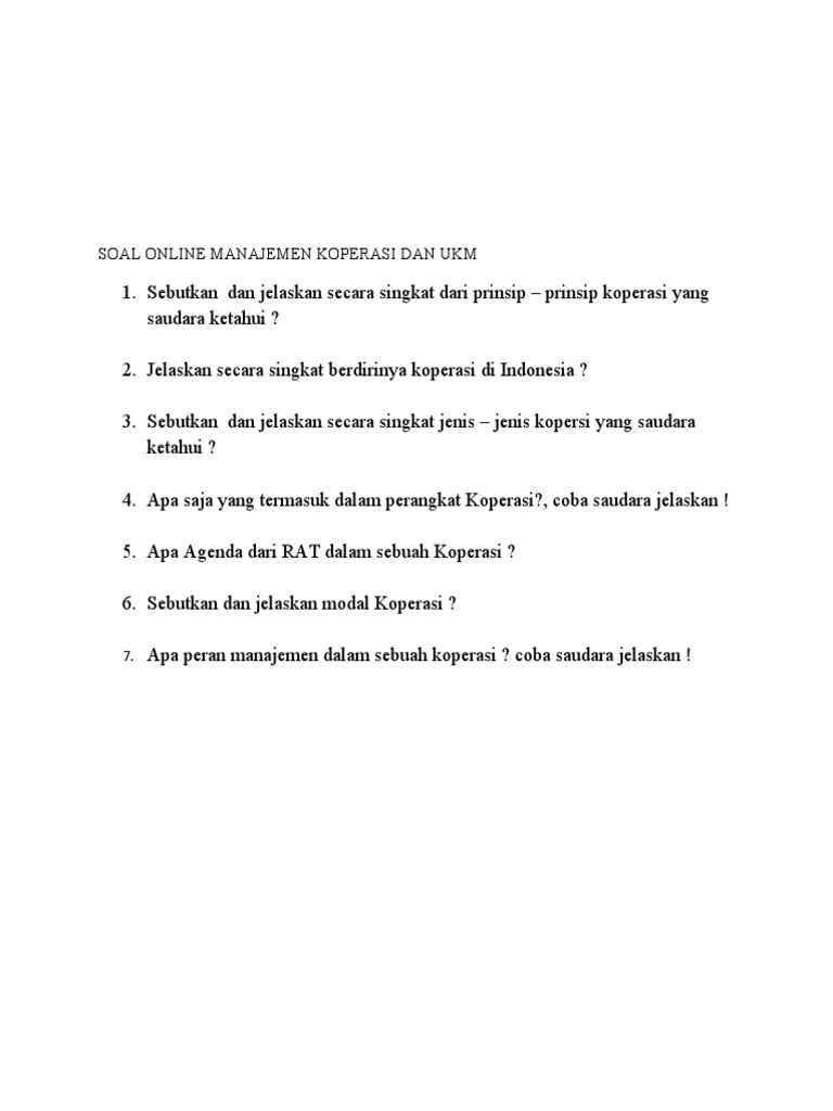 Soal Koperasi Online Docx Docx