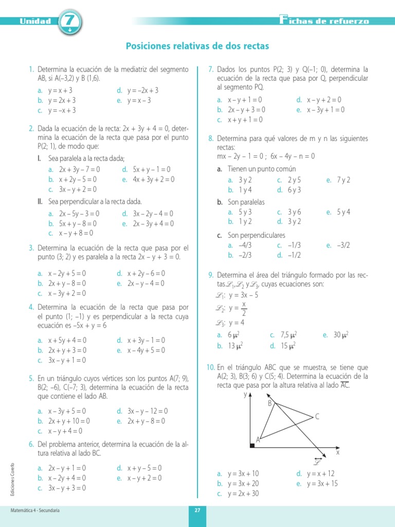 Ejercicios sobre posiciones relativas de rectas | PDF | Geometría ...