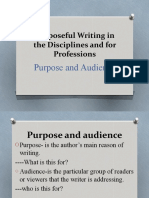 Purposeful Writing in The Disciplines and For Professions