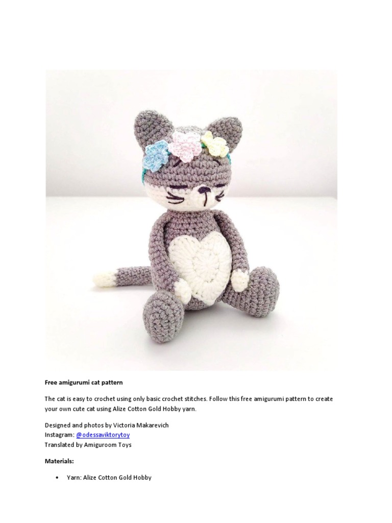 Free Amigurumi Cat Pattern Download Free PDF Crochet Amigurumi