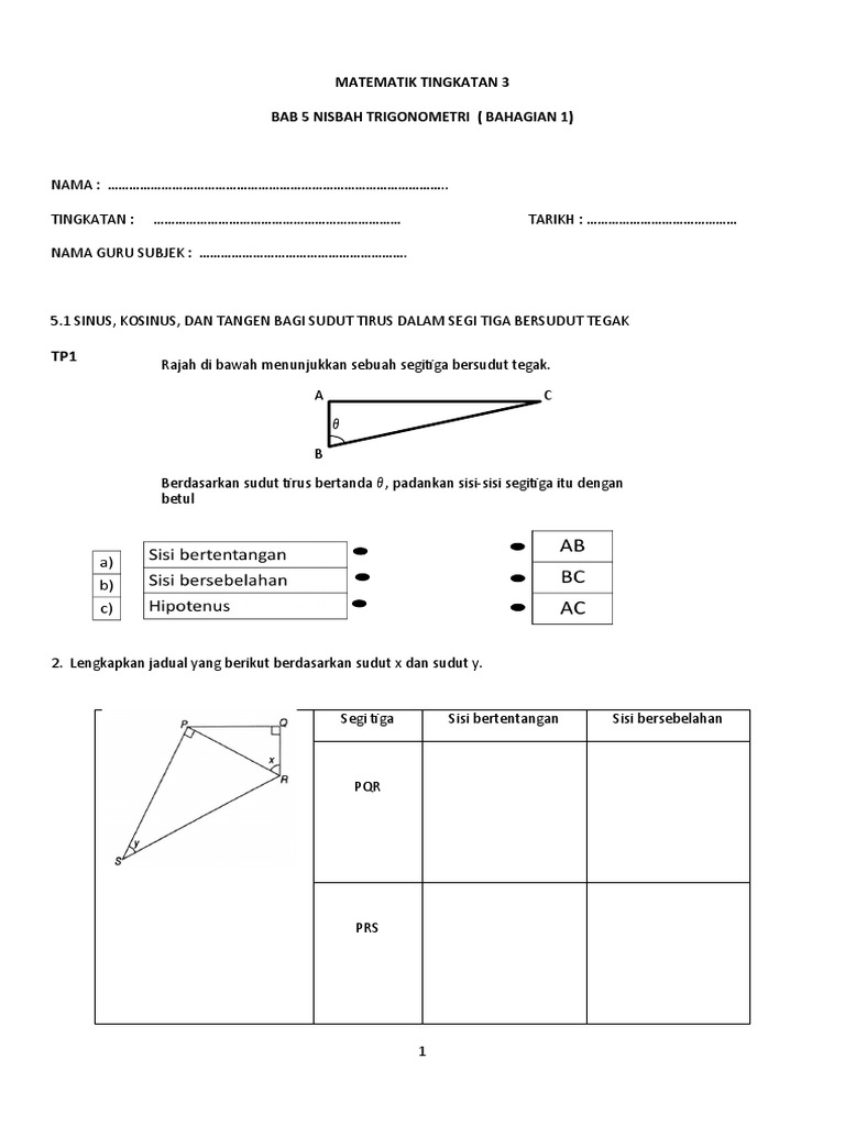 Matematik Nisbah Trigonometri T3 Bahagian 1 Pdf