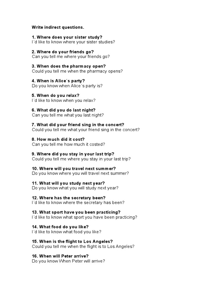 Indirect Questions | PDF