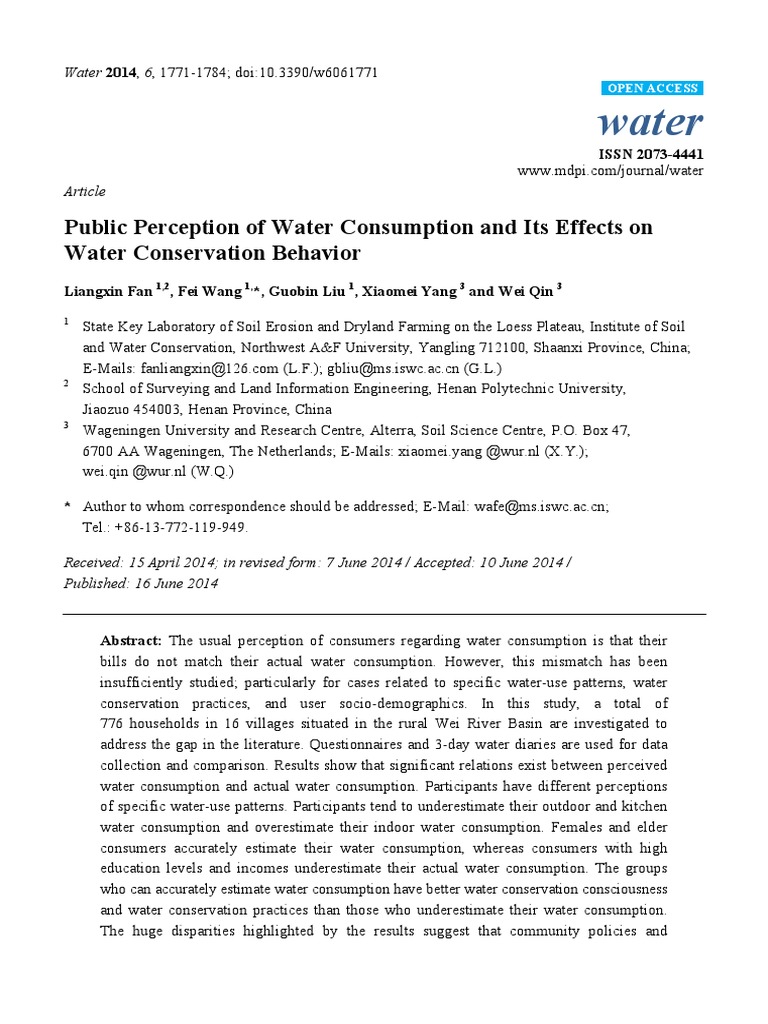 Water: Public Perception of Water Consumption and Its Effects On Water ...