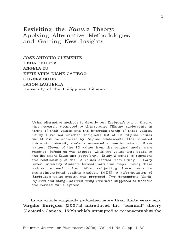 Revisiting The Kapwa Theory Applying Alt PDF | Download Free PDF ...