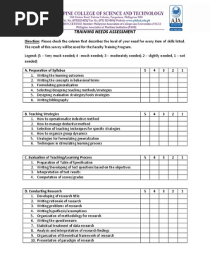 TRAINING NEEDS ASSESSMENT