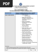 Self-Assessment Guide For Recognition of Prior Learning (RPL)