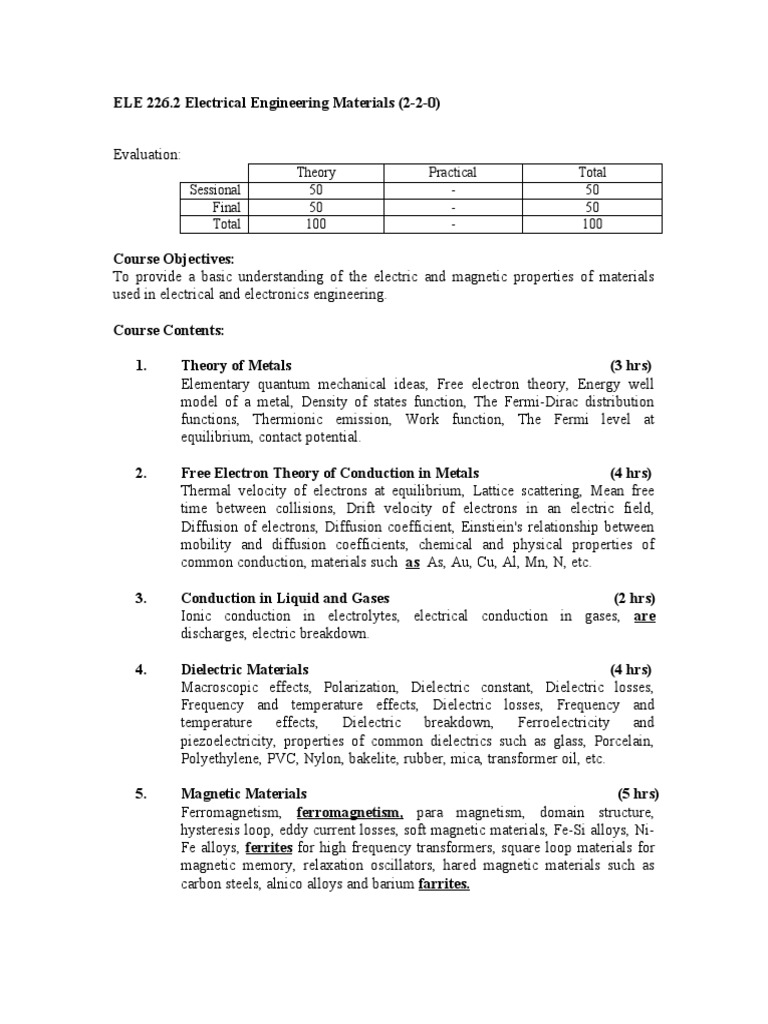 ELECTRICAL ENGINEERING MATERIALS NOTES PDF intelligence overview