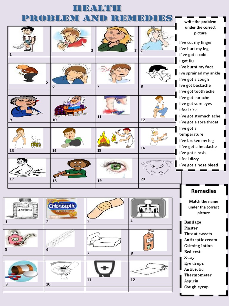 Health Problems and Remedies Worksheet | PDF | Medicine | Health Sciences