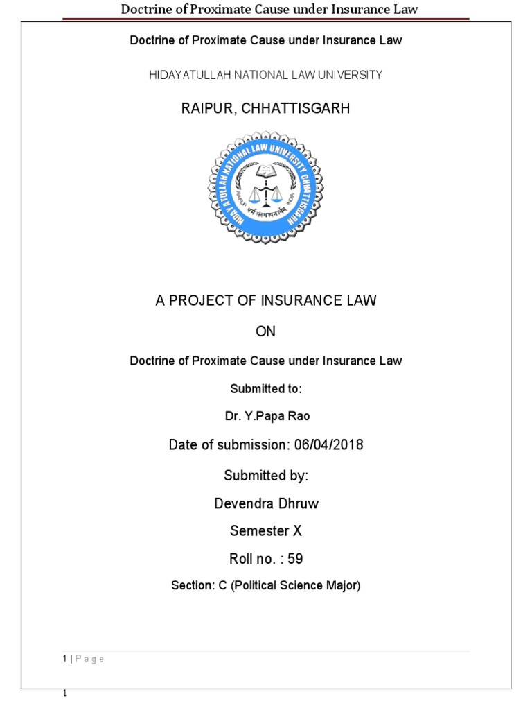 Proximate Cause in Insurance Law Explained | PDF | Proximate Cause ...
