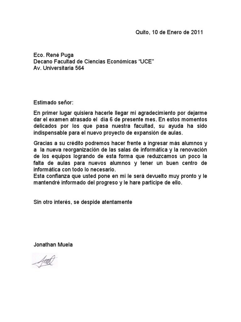 Ejemplo de Carta